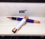 New Replica Mont Blanc Writers Edition Rollerball Pen Blue and White